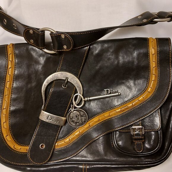 Dior Gaucho Double Saddle Bag in Black Leather - Picture 1 of 9